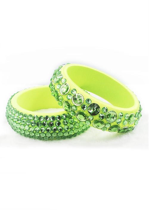 Luminous Bold Luxe Green Crystals Bangles WBL0006