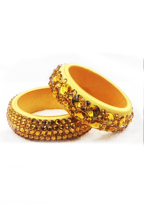 Luminous Bold Luxe Gold Yellow Crystals Bangles WBL0008