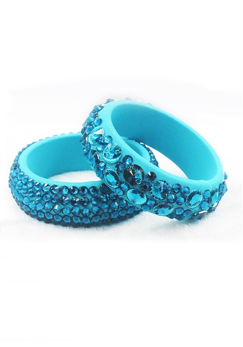 Luminous Bold Luxe Lake Blue Crystals Bangles WBL0012