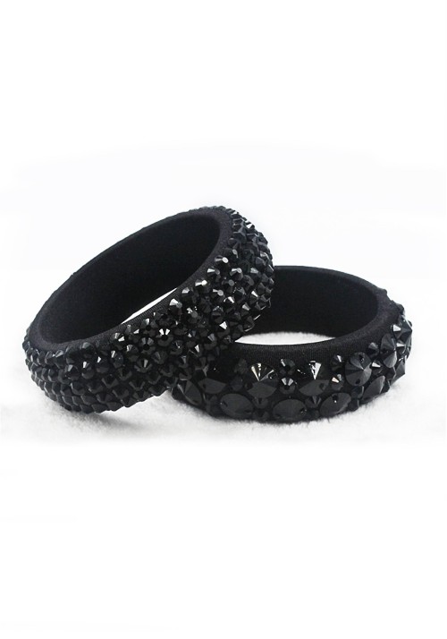 Luminous Bold Luxe Jet-black Crystals Bangles WBL0013