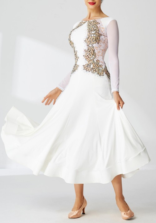 Lace and Gold Harmony Ballroom Smooth Practice Dress