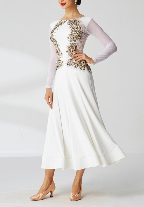 Lace and Gold Harmony Ballroom Smooth Practice Dress