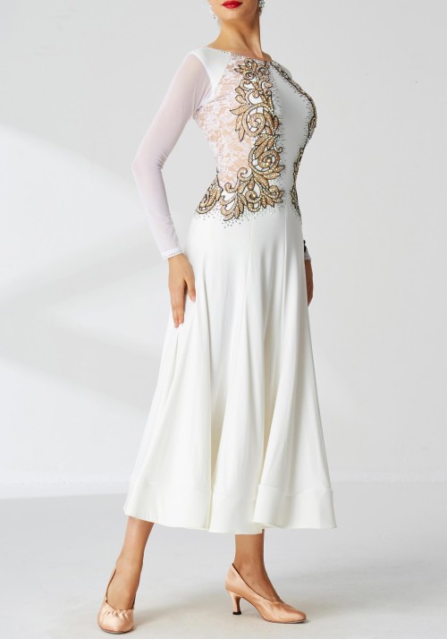 Lace and Gold Harmony Ballroom Smooth Practice Dress