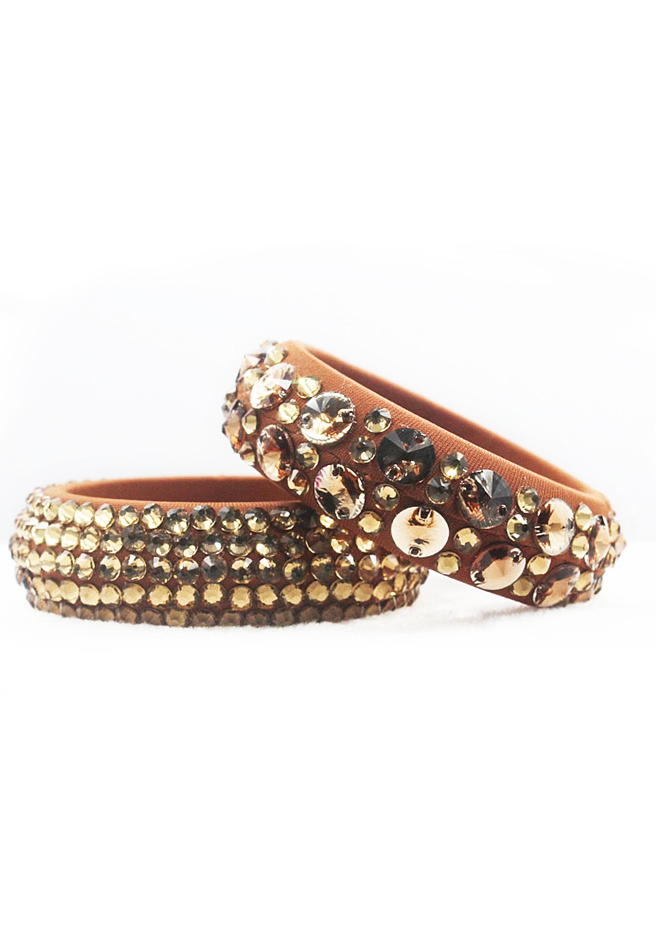 Luminous Bold Luxe Bronze Brown Crystals Bangles WBL0010