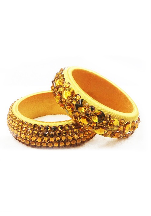 Luminous Bold Luxe Gold Yellow Crystals Bangles WBL0008