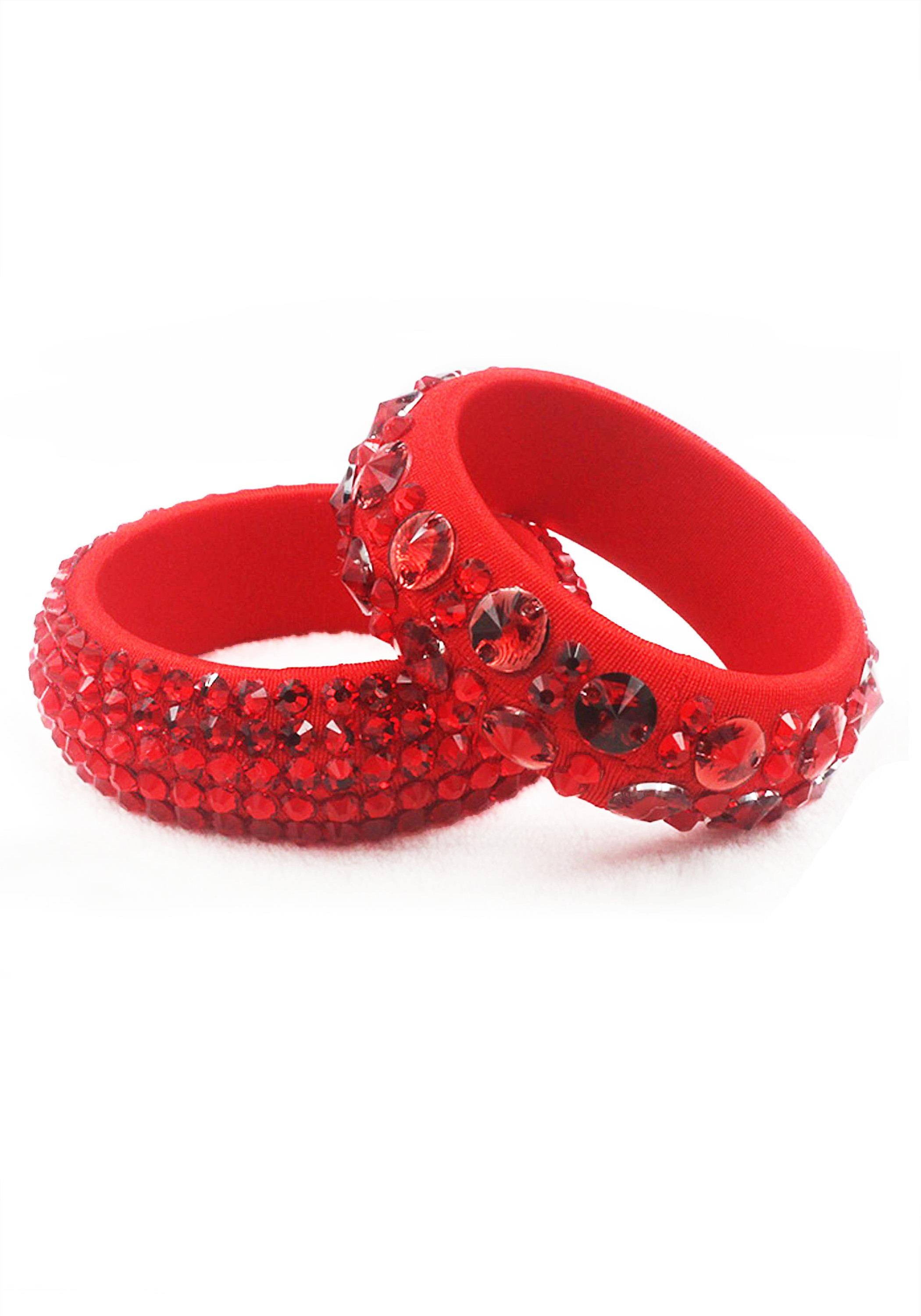 Luminous Bold Luxe Red Crystals Bangles  WBL0004