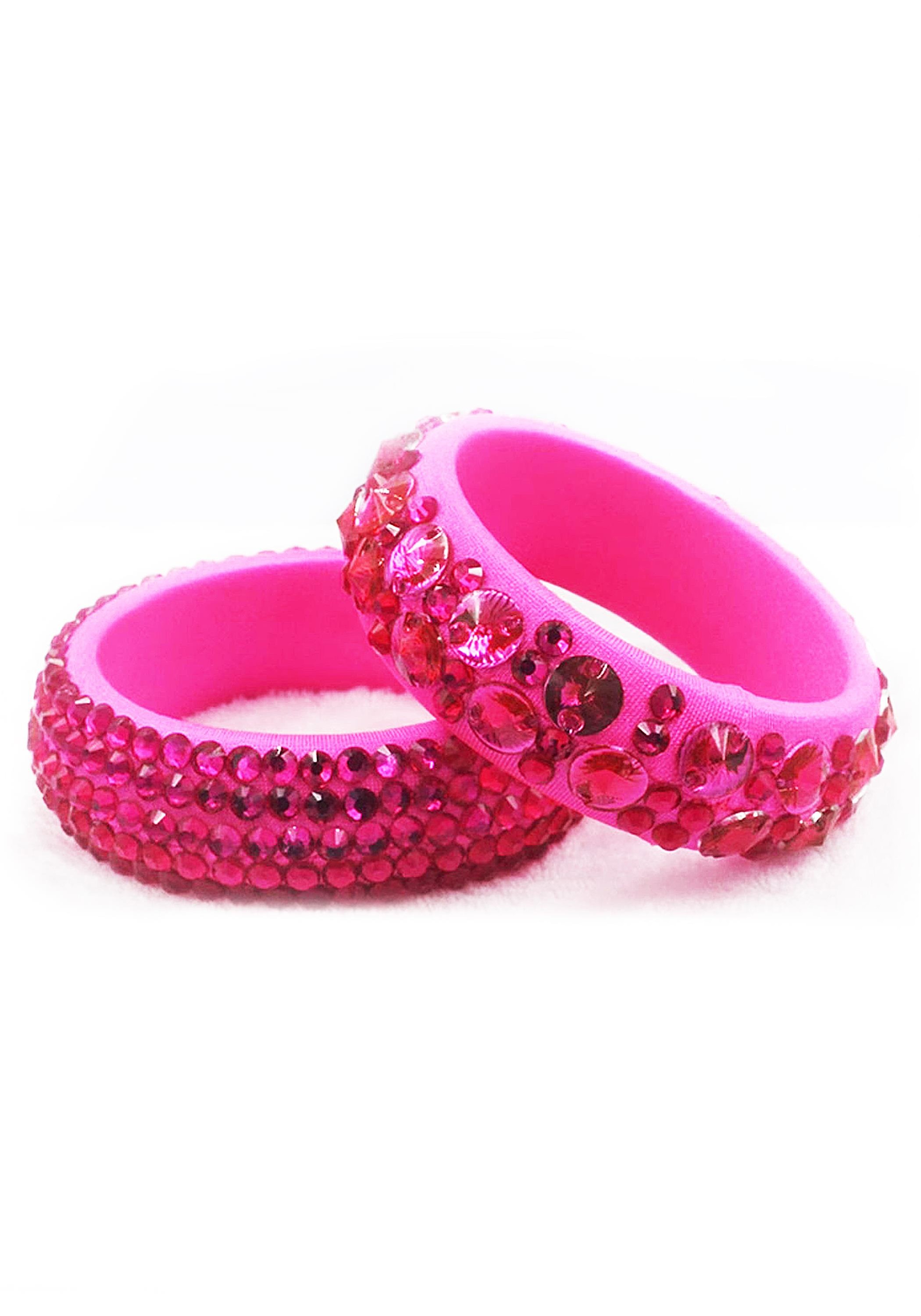 Luminous Bold Luxe Pink Rose Crystals Bangles WBL0002