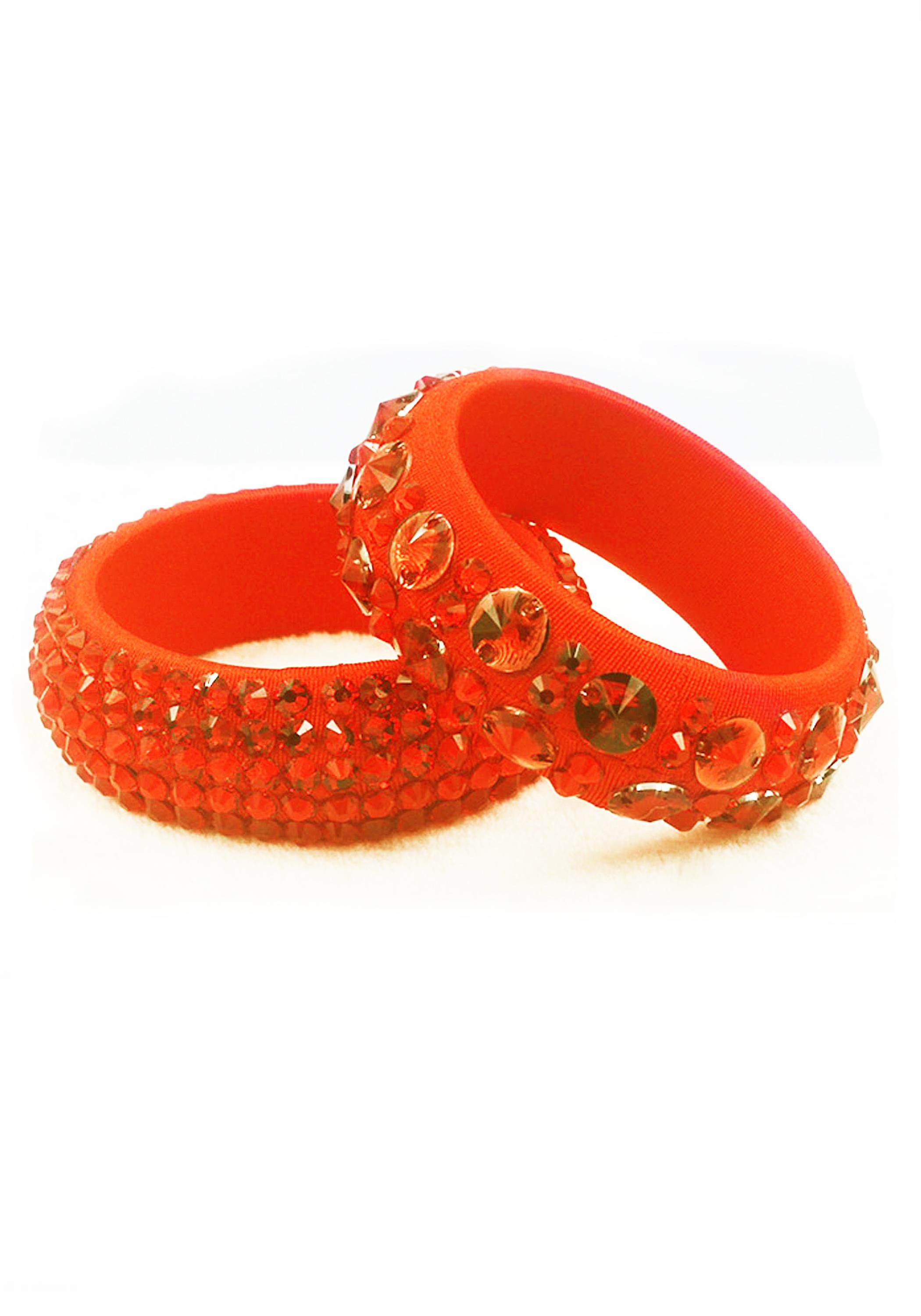 Luminous Bold Luxe Orange Crystals Bangles WBL0001