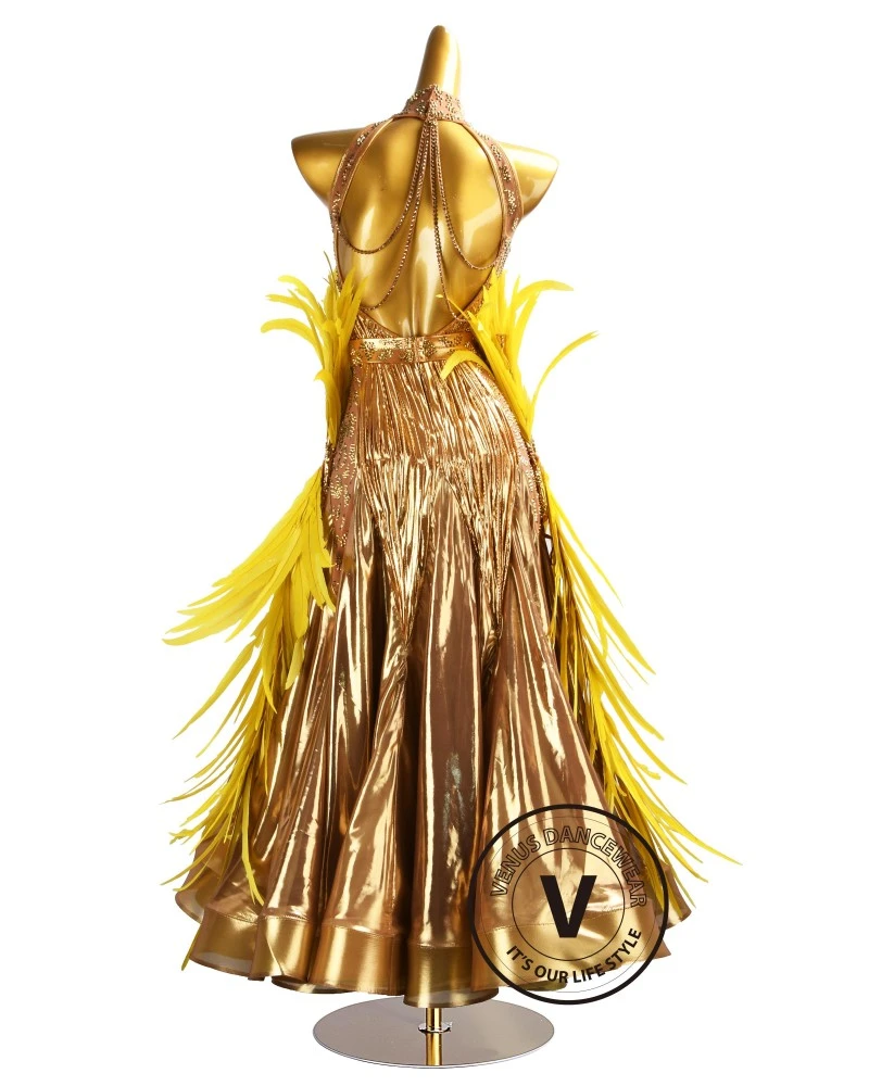 gold ballroom dress Ballroom/Smooth Dance Competition Dresses child:White Sprinkle Sequins