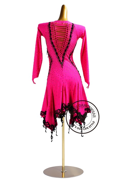 Hot Maganta Vibe Rhythm Latin Dress for Dance Competition