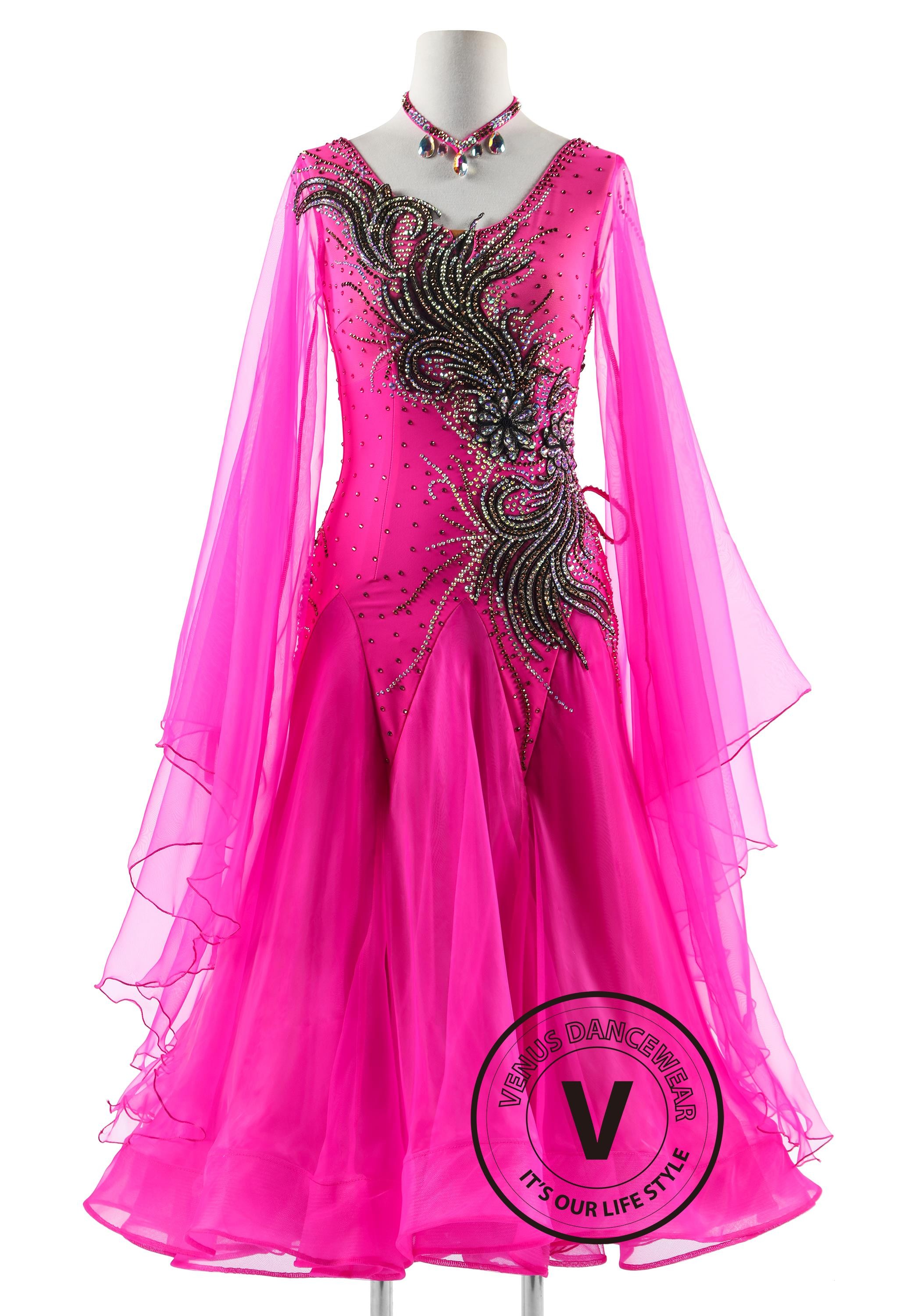 Magenta Spirit Ballroom Waltz Dance Dress For Competition