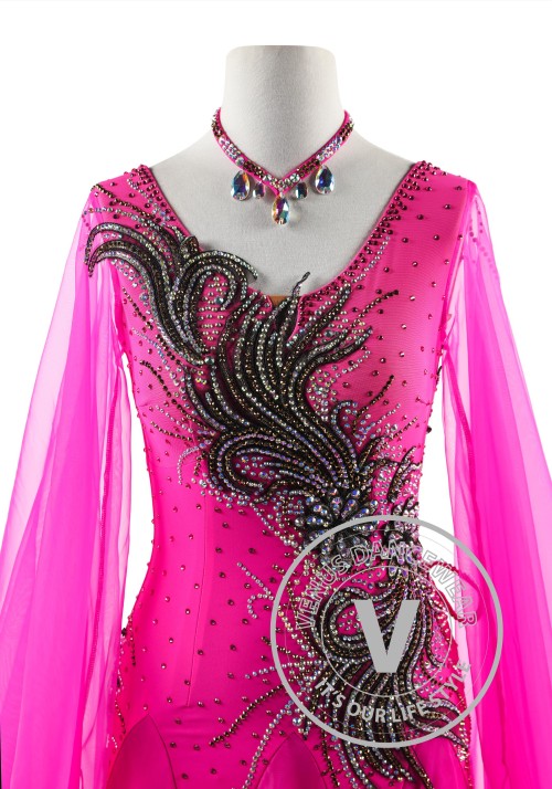 Magenta Spirit Ballroom Waltz Dance Dress For Competition