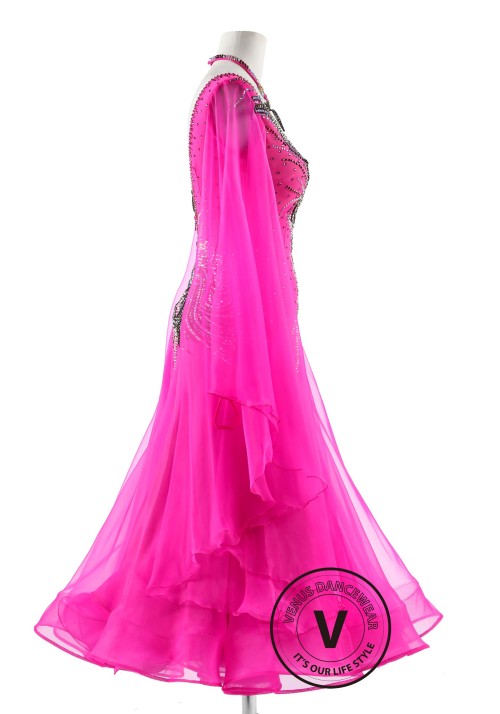 Magenta Spirit Ballroom Waltz Dance Dress For Competition