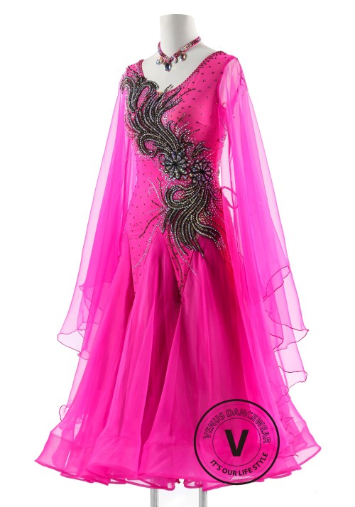 Magenta Spirit Ballroom Waltz Dance Dress For Competition