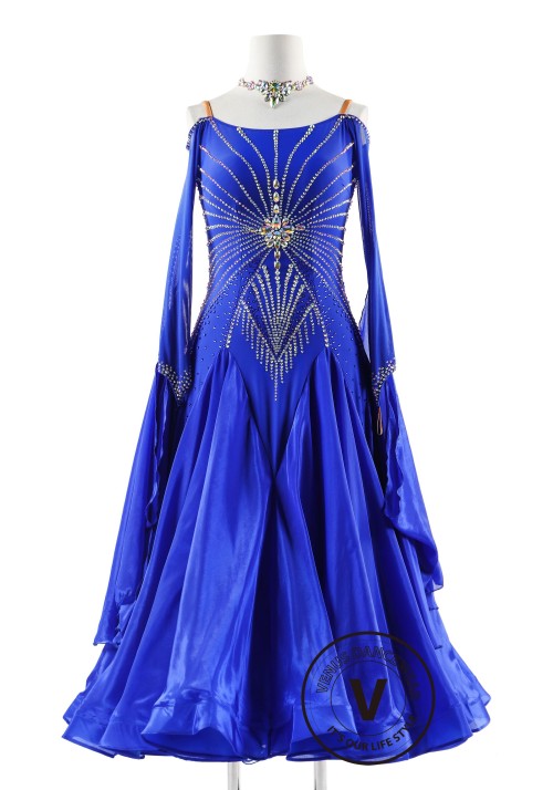 Royal Blue Elegance Ballroom Dance Outfit Smooth Dance Competition Dress