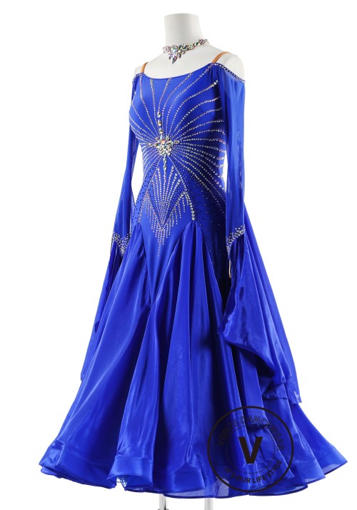 Royal Blue Elegance Ballroom Dance Outfit Smooth Dance Competition Dress