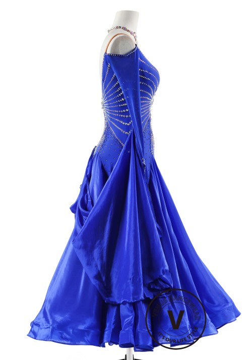 Royal Blue Elegance Ballroom Dance Outfit Smooth Dance Competition Dress