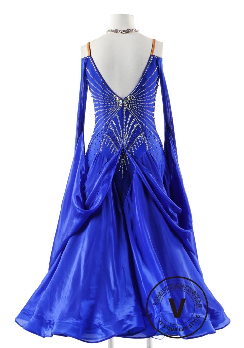 Royal Blue Elegance Ballroom Dance Outfit Smooth Dance Competition Dress