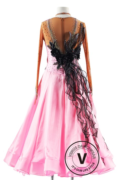 Blush Pink Noir Sky's Embrace Ballroom Smooth Dance Competition Dress