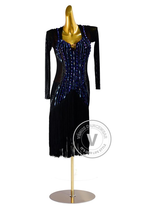 Midnight Sapphire Rhythm Latin Dress for Dance Competition