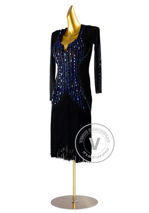 Midnight Sapphire Rhythm Latin Dress for Dance Competition