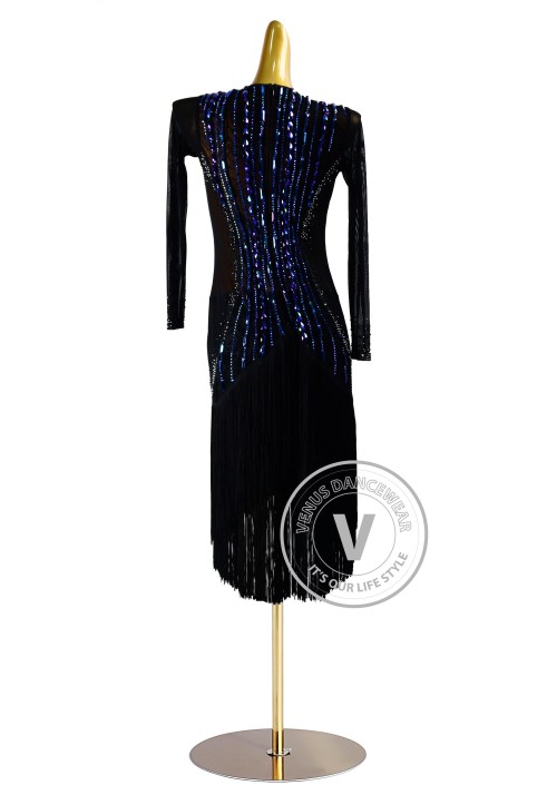 Midnight Sapphire Rhythm Latin Dress for Dance Competition