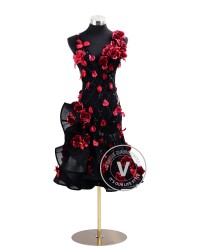 Midnight Bloom Elegance Rhythm Latin Dress for Dance Competition
