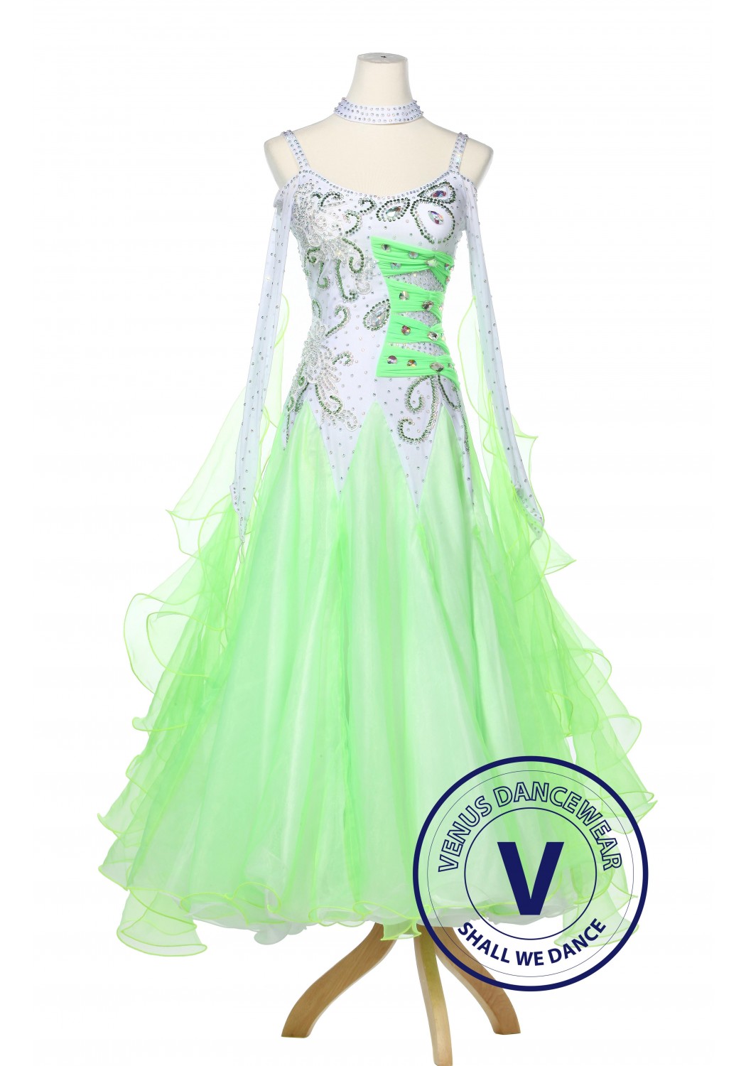 Apple Green Women Ballroom Dance Smooth Standard Waltz Competition Dress