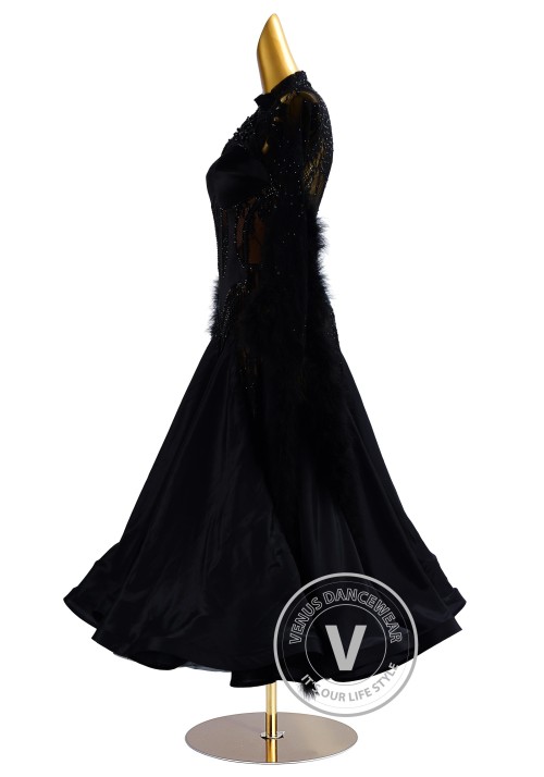 Black Seduction Waltz Ballroom Dress Smooth Competition Dresses