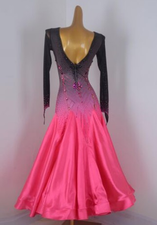 Black Shading Magenta Skirt Ballroom Waltz Smooth Competition Dance Dress JB0005Y