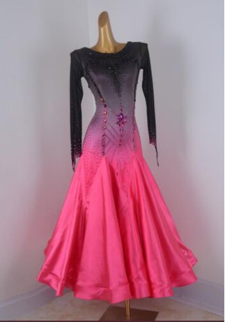 Black Shading Magenta Skirt Ballroom Waltz Smooth Competition Dance Dress JB0005Y