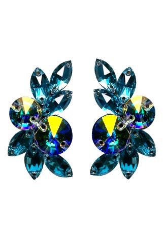 Radiant Blue & AB Crystals Earrings N0004