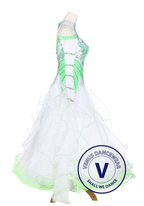 Green Leaves Ballroom Competition Women Dance Dress Waltz Smooth Foxtrot Standard