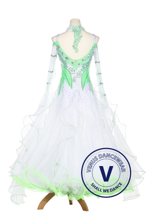 Green Leaves Ballroom Competition Women Dance Dress Waltz Smooth Foxtrot Standard