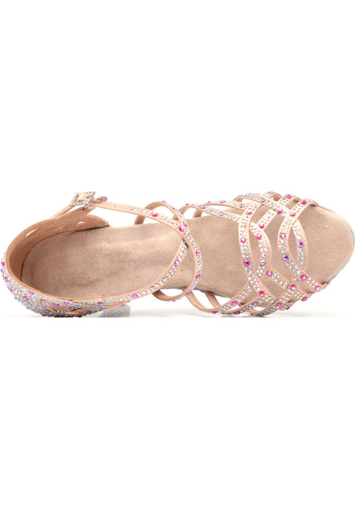 Shoes Rythm Design Women Latin Rhythm Dance Shoes with Crystals CSM-0086-Skin-A