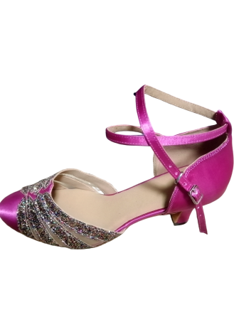 Stunning pink Latin rhythm dance shoes with sparkling detail. Perfect for your next performance!