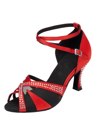 Red Latin rhythm dance shoes with crystals. Perfect for the dance floor.