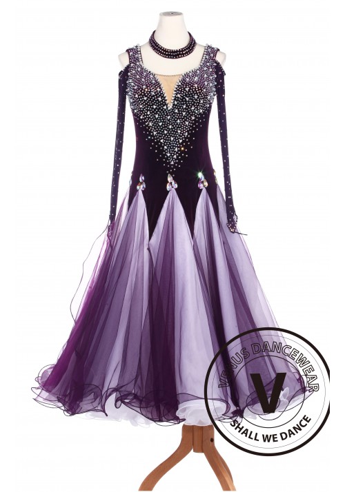 Royal Purple Ballroom Smooth Dance Competition Dress