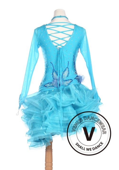 Blue Latin Competition American Rhythm Salsa Rumba Dance Dress