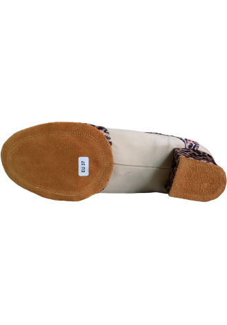 Stylish women\'s ballroom dance shoes with a leopard print detail.