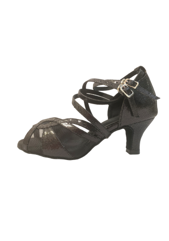 Stylish black Latin rhythm dance shoes with a peep toe and buckle detail. Perfect for the dance floor.