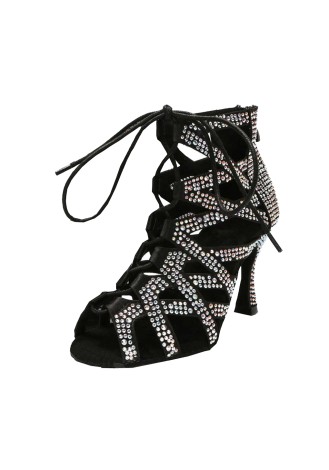 Sparkle on the dance floor in these stunning rhinestone Latin Rhythm dance shoes. The elegant design and comfortable fit make t