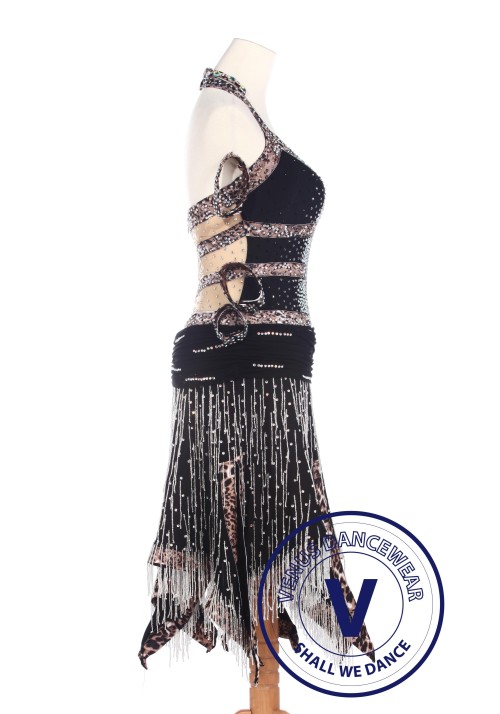 Black Elegant Latin Competition American Rhythm Salsa Rumba Dance Dress