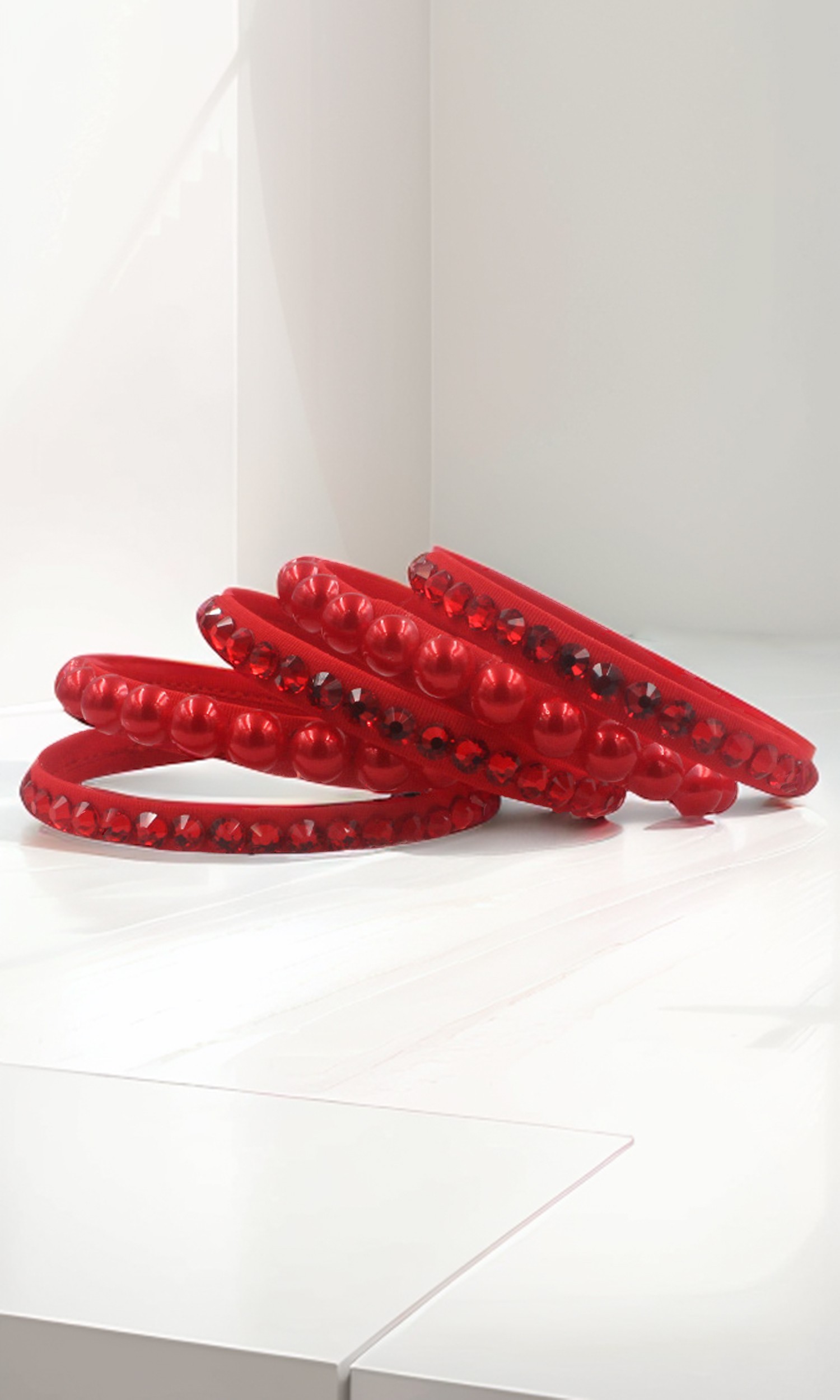 Scarlet Flame Crystal & Pearl Bracelets BBS003