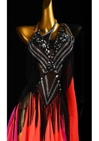 Fire Veil Noir Waltz Ballroom Dress Smooth Competition Dresses