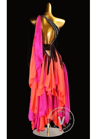 Fire Veil Noir Waltz Ballroom Dress Smooth Competition Dresses