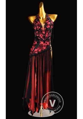 Laced Flame Desire Waltz Ballroom Dress Smooth Competition Dresses