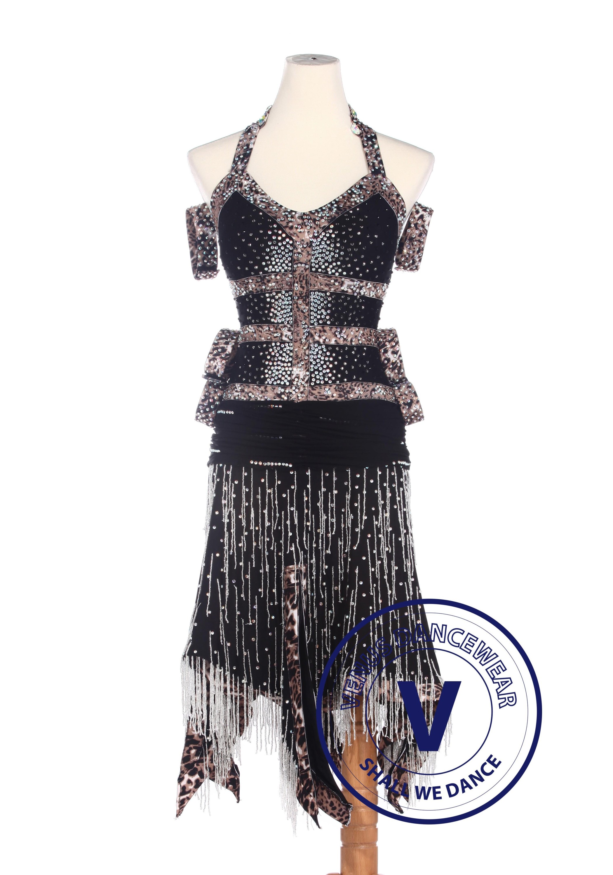 Black Elegant Latin Competition American Rhythm Salsa Rumba Dance Dress