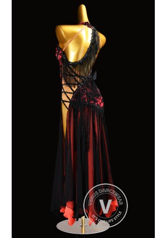 Laced Flame Desire Waltz Ballroom Dress Smooth Competition Dresses