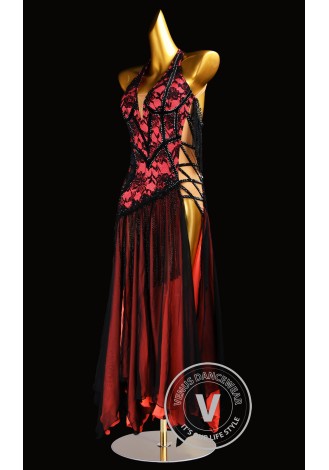 Laced Flame Desire Waltz Ballroom Dress Smooth Competition Dresses